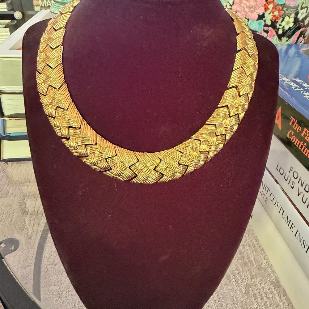 Napier Brushed Gold Braided Collar Necklace
